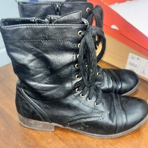 SO Black Combat Boots with Lace-Up Design